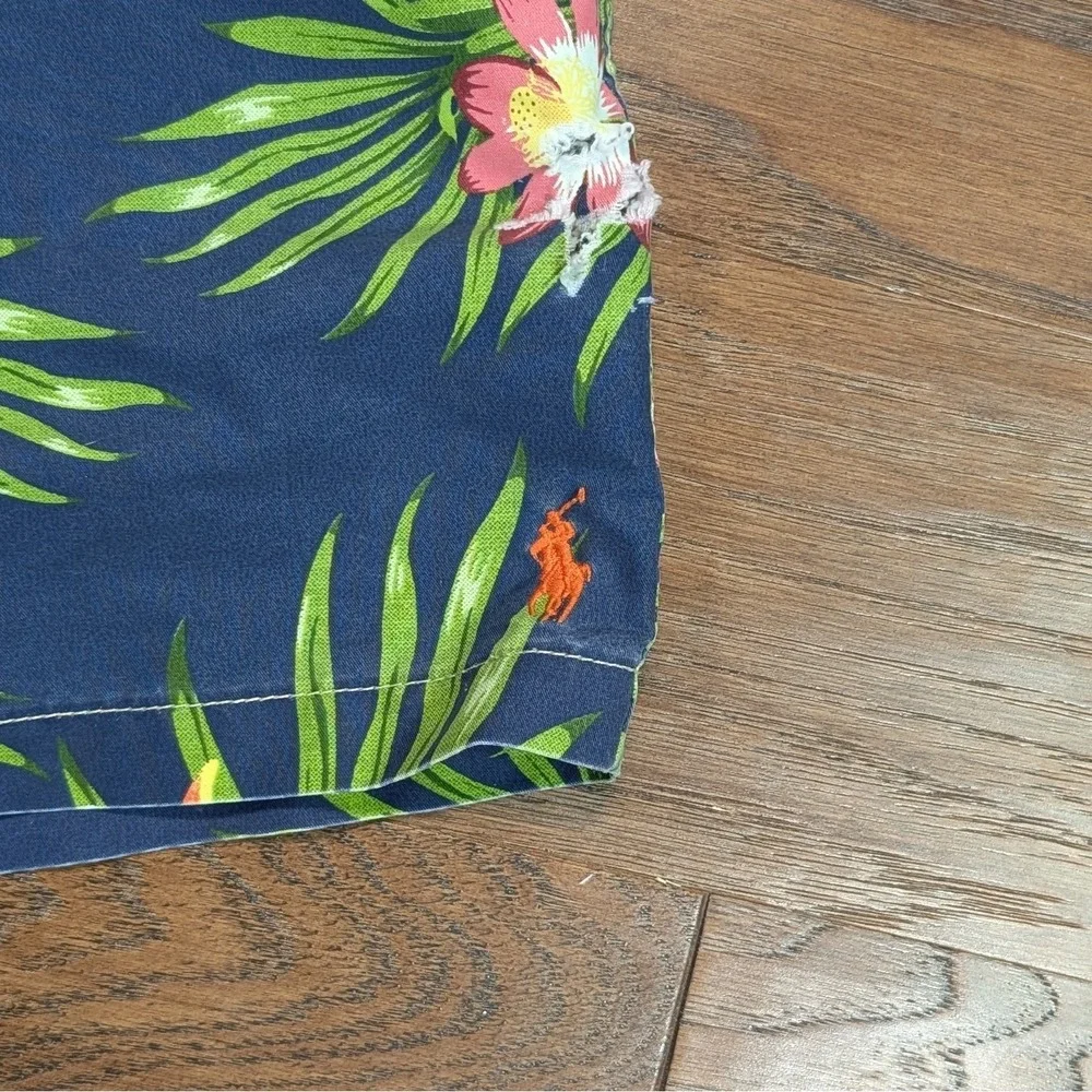 Polo Ralph Lauren Swimwear Trunks Shorts Mens Navy Blue Floral Tropical Size M‎
